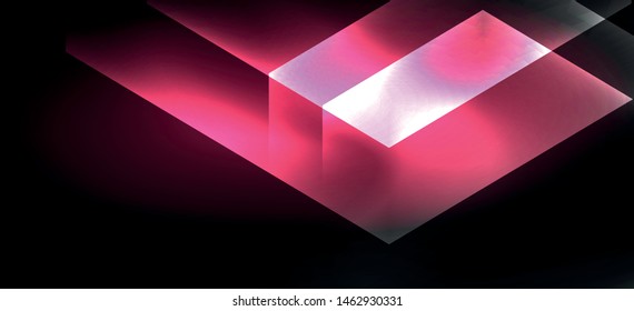Neon color hexagon shapes, lines on black background. Modern template for web backdrop design. Abstract geometric frame. Vector futuristic template background.