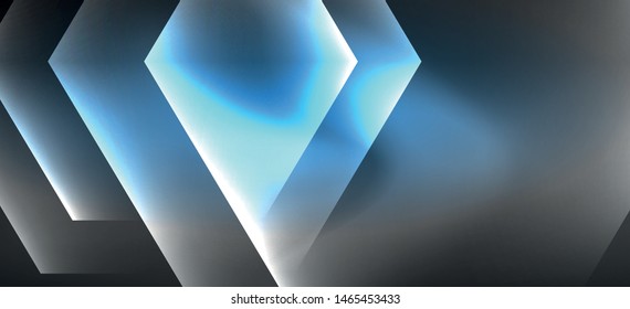 Neon color hexagon shapes, lines on black background. Modern template for web backdrop design. Abstract geometric frame. Vector futuristic template background.