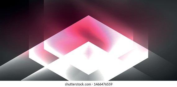 Neon color hexagon shapes, lines on black background. Modern template for web backdrop design. Abstract geometric frame. Vector futuristic template background.