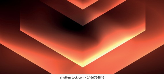 Neon color hexagon shapes, lines on black background. Modern template for web backdrop design. Abstract geometric frame. Vector futuristic template background.