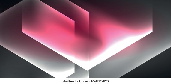 Neon color hexagon shapes, lines on black background. Modern template for web backdrop design. Abstract geometric frame. Vector futuristic template background.