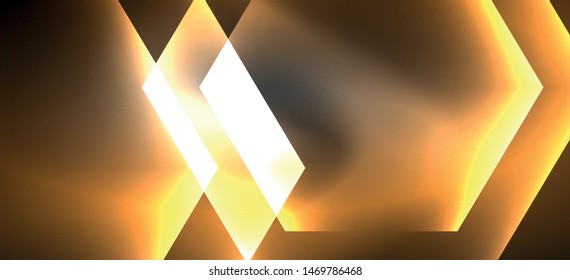 Neon color hexagon shapes, lines on black background. Modern template for web backdrop design. Abstract geometric frame. Vector futuristic template background.