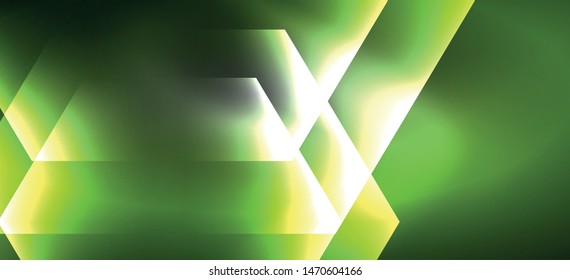 Formas de hexágono de cor néon, linhas em fundo preto. Modelo moderno para o design de fundo da web. Quadro geométrico abstrato. Plano de fundo de modelo futurista de vetor.