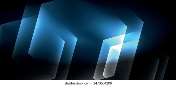 Formas de hexágono de cor néon, linhas em fundo preto. Modelo moderno para o design de fundo da web. Quadro geométrico abstrato. Plano de fundo de modelo futurista de vetor.