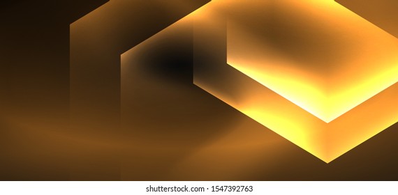 Neon color hexagon shapes, lines on black background. Modern template for web backdrop design. Abstract geometric frame. Vector futuristic template background.