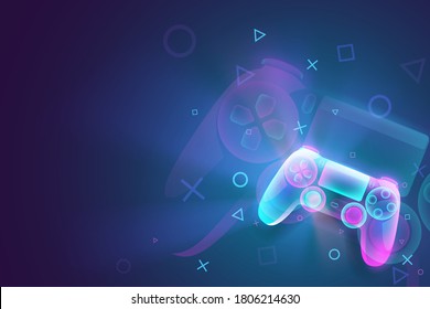 Neon color light gamepad background