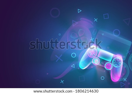 Neon color light gamepad background