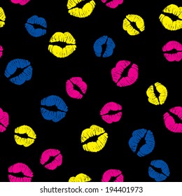 Neon Color Lips Seamless Pattern