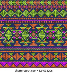 neon color Navajo seamless pattern. aztec abstract geometric print. ethnic hipster backdrop. It can be used for wallpaper,  web page background, fabric, paper, postcards. hand drawn.