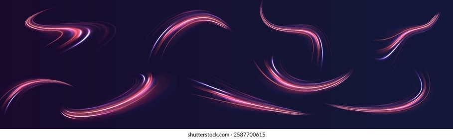 Neon color rays vector abstract background. Futuristic technological style. Abstract background with speed lines. Vector illustration. Futuristic. The light lines of the road are blue png