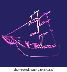 Neon color ship with background
