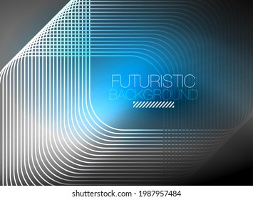 Neon color square shape lines abstract background. Shiny magic energy and motion concept, vector abstract wallpaper background