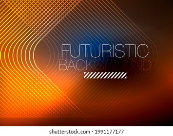 Neon color square shape lines abstract background. Shiny magic energy and motion concept, vector abstract wallpaper background