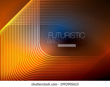 El color de las líneas cuadradas de forma de color neón es el fondo abstracto. Energía mágica brillante y concepto de movimiento, fondo de fondo de fondo vectorial abstracto