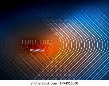Neon color square shape lines abstract background. Shiny magic energy and motion concept, vector abstract wallpaper background
