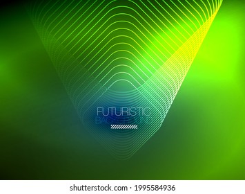 Fundo abstrato de linhas de forma quadrada de cor neon. Brilhante energia mágica e conceito de movimento, vetor abstrato papel de parede fundo