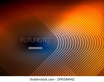 El color de las líneas cuadradas de forma de color neón es el fondo abstracto. Energía mágica brillante y concepto de movimiento, fondo de fondo de fondo vectorial abstracto