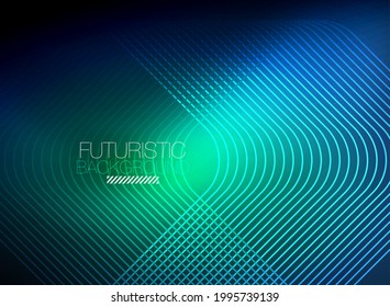 Neon color square shape lines abstract background. Shiny magic energy and motion concept, vector abstract wallpaper background