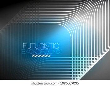 Neon color square shape lines abstract background. Shiny magic energy and motion concept, vector abstract wallpaper background