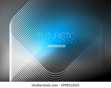 Neon color square shape lines abstract background. Shiny magic energy and motion concept, vector abstract wallpaper background