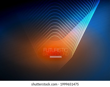 Neon color square shape lines abstract background. Shiny magic energy and motion concept, vector abstract wallpaper background