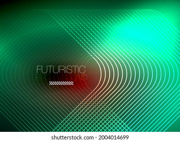 Neon color square shape lines abstract background. Shiny magic energy and motion concept, vector abstract wallpaper background