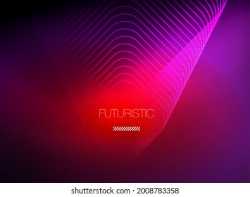 Neon color square shape lines abstract background. Shiny magic energy and motion concept, vector abstract wallpaper background