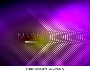 Neon color square shape lines abstract background. Shiny magic energy and motion concept, vector abstract wallpaper background