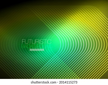 Neon color square shape lines abstract background. Shiny magic energy and motion concept, vector abstract wallpaper background