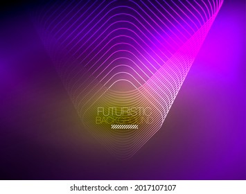 Neon color square shape lines abstract background. Shiny magic energy and motion concept, vector abstract wallpaper background
