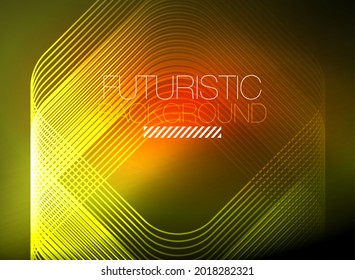 El color de las líneas cuadradas de forma de color neón es el fondo abstracto. Energía mágica brillante y concepto de movimiento, fondo de fondo de fondo vectorial abstracto