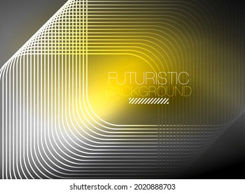 Neon color square shape lines abstract background. Shiny magic energy and motion concept, vector abstract wallpaper background