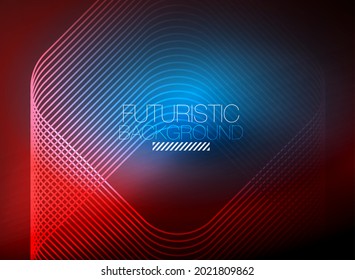 El color de las líneas cuadradas de forma de color neón es el fondo abstracto. Energía mágica brillante y concepto de movimiento, fondo de fondo de fondo vectorial abstracto