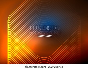 Neon color square shape lines abstract background. Shiny magic energy and motion concept, vector abstract wallpaper background