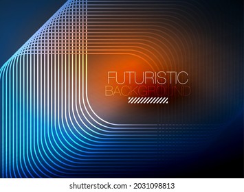 Neon color square shape lines abstract background. Shiny magic energy and motion concept, vector abstract wallpaper background