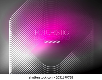 El color de las líneas cuadradas de forma de color neón es el fondo abstracto. Energía mágica brillante y concepto de movimiento, fondo de fondo de fondo vectorial abstracto