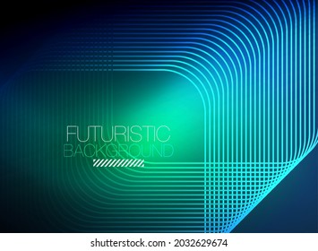 El color de las líneas cuadradas de forma de color neón es el fondo abstracto. Energía mágica brillante y concepto de movimiento, fondo de fondo de fondo vectorial abstracto