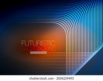 El color de las líneas cuadradas de forma de color neón es el fondo abstracto. Energía mágica brillante y concepto de movimiento, fondo de fondo de fondo vectorial abstracto