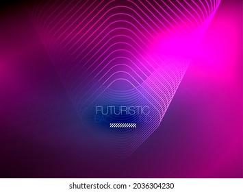 Neon color square shape lines abstract background. Shiny magic energy and motion concept, vector abstract wallpaper background