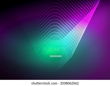 Neon color square shape lines abstract background. Shiny magic energy and motion concept, vector abstract wallpaper background