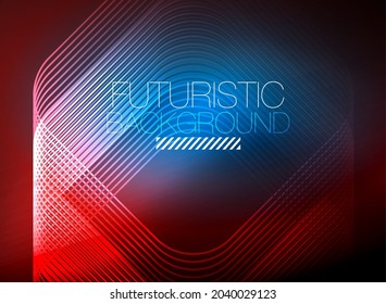 Neon color square shape lines abstract background. Shiny magic energy and motion concept, vector abstract wallpaper background