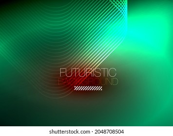 Neon color square shape lines abstract background. Shiny magic energy and motion concept, vector abstract wallpaper background