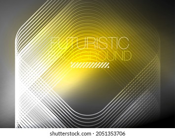 Neon color square shape lines abstract background. Shiny magic energy and motion concept, vector abstract wallpaper background