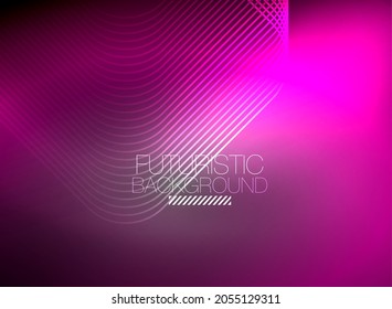 Neon color square shape lines abstract background. Shiny magic energy and motion concept, vector abstract wallpaper background