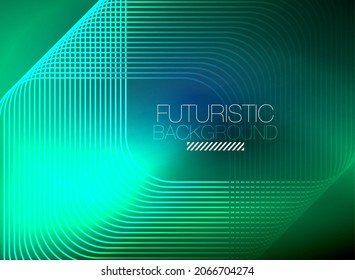 Neon color square shape lines abstract background. Shiny magic energy and motion concept, vector abstract wallpaper background