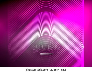 Neon color square shape lines abstract background. Shiny magic energy and motion concept, vector abstract wallpaper background