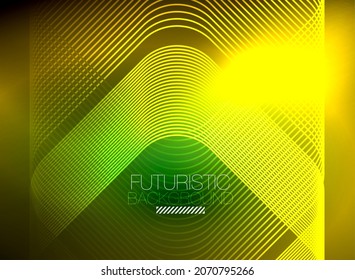 El color de las líneas cuadradas de forma de color neón es el fondo abstracto. Energía mágica brillante y concepto de movimiento, fondo de fondo de fondo vectorial abstracto