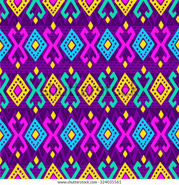 Neon Color Tribal Indian Seamless Pattern Stock Vector (Royalty Free ...
