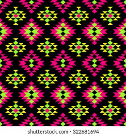 neon color tribal Navajo seamless pattern. aztec abstract geometric print. ethnic hipster backdrop. It can be used for wallpaper,  web page background, fabric, paper, postcards. 