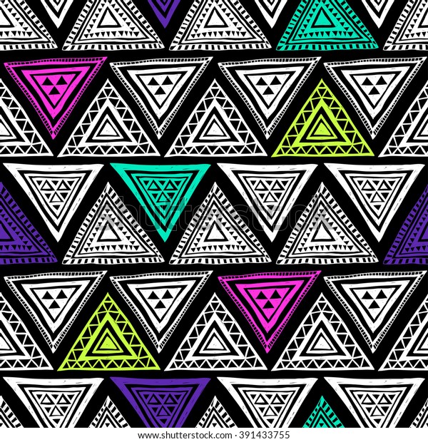 Neon Color Tribal Navajo Vector Seamless Stock Vector Royalty Free 391433755